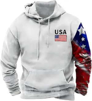 Graphic Hoodies for Men Western Aztec Ethnic Crewneck Sweatshirt USA Flag Patriotic Hoodie Oversized Hoodie Pullover
