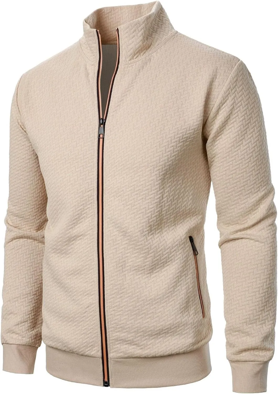 Henlley Shirts for Men Fashion Casual Solid Color Zippered Jacket Top Mens Jacket Mens Long Sleeve Tee Shirts Fall