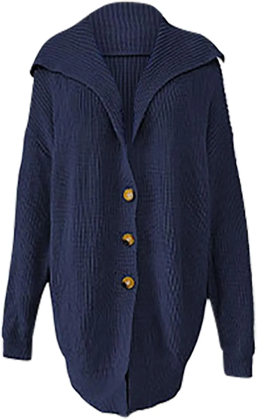 HGps8w Women's Winter Hooded Cardigans Open Front Loose Button Up Long Sleeve Knit Sweater Coat Outerwear with Pockets