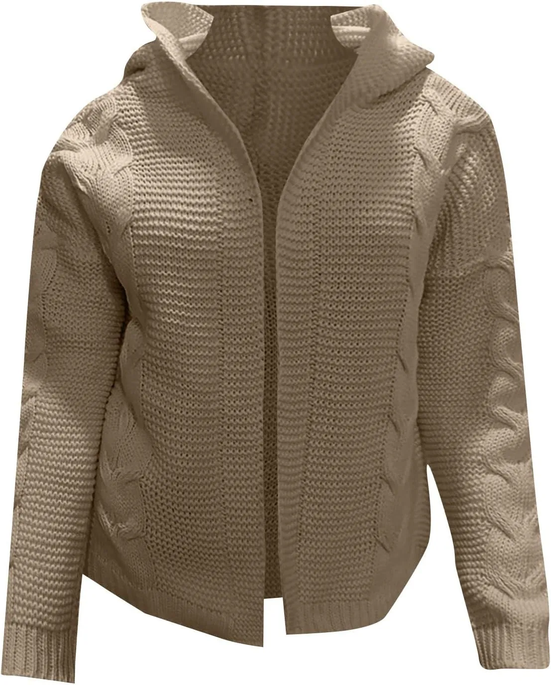 Holiday Hood Long Sleeve Sweater Ladies Cocktail Basic Hooded Regular Fit Windbreaker Women Knit Soft Solid