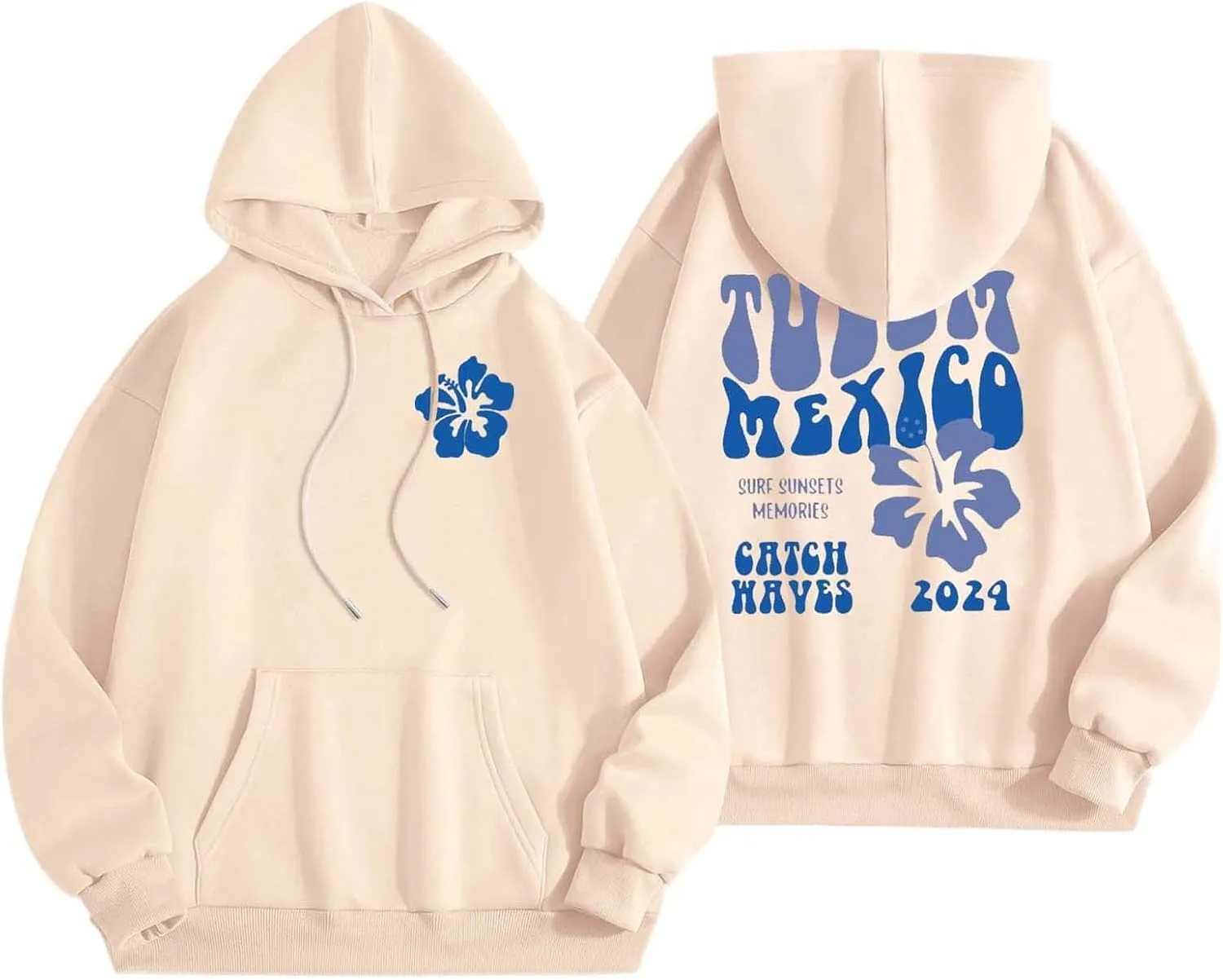 Hoodie Women Casual Letter Floral Print Hooded Sweatshirt With Drawstring Hoodies For Teen Girls Oversized Hoodies