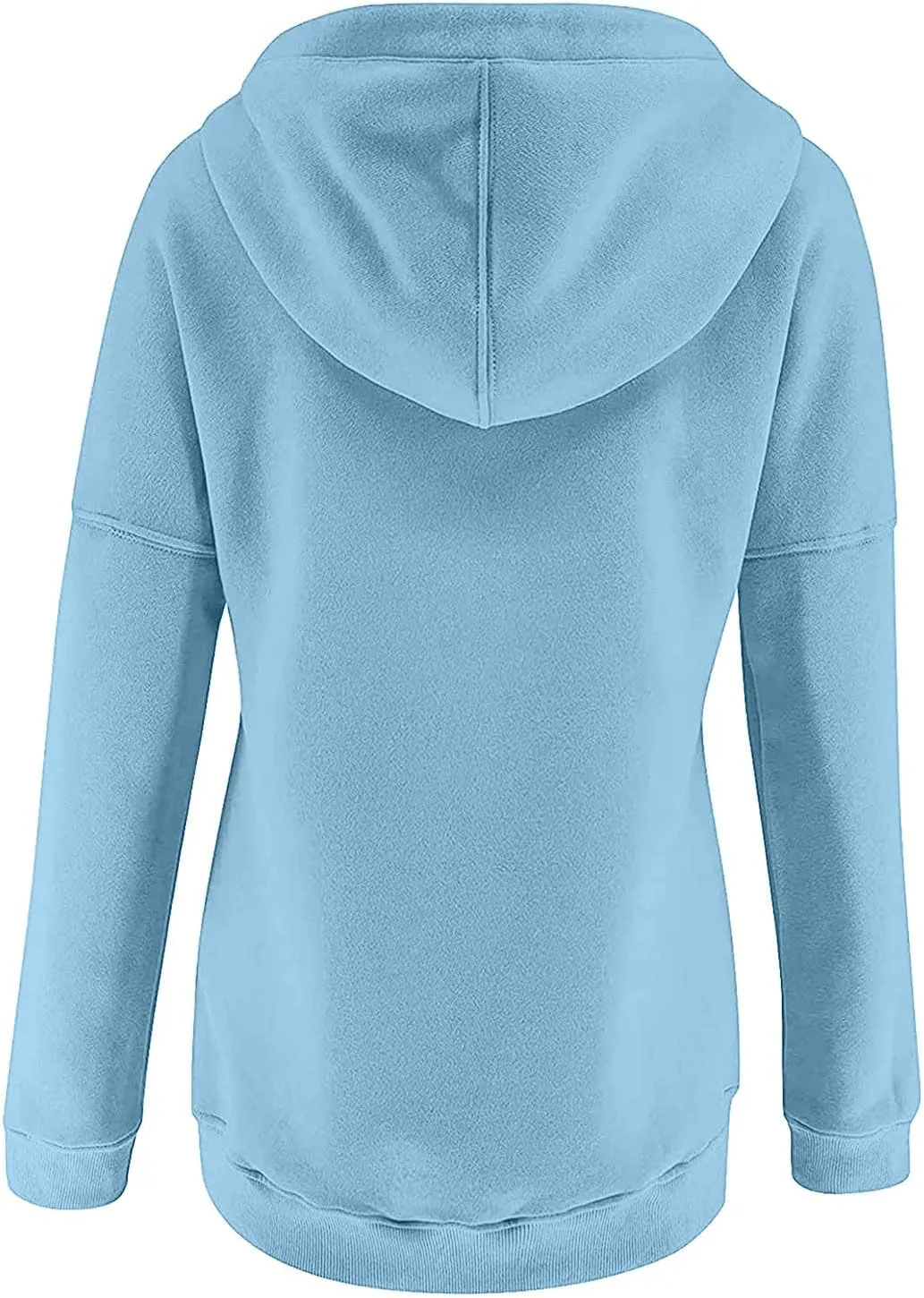 Hoodie Women Casual Pullover Sweatshirt Henley Style Long Sleeve Pocket Relaxed Fit Outfit