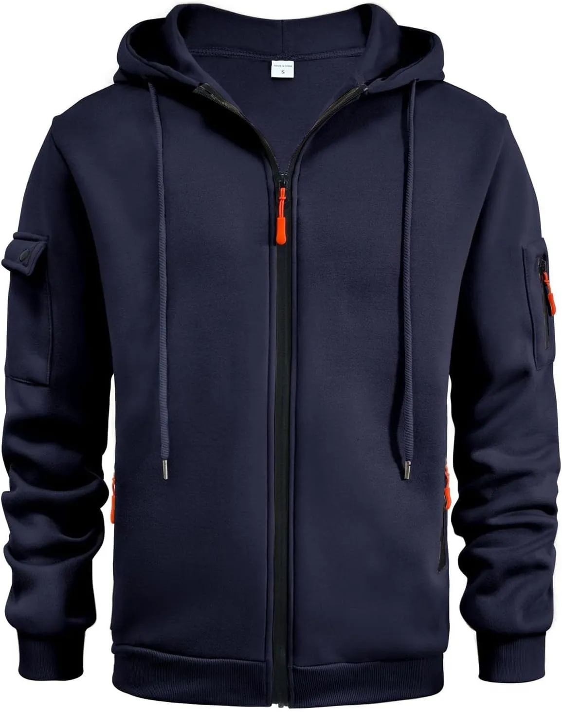Hoodies for Men Full Zip Up Long Sleeve Sports Hooded Jacket Casual Gym Athletic Sweatshirt Coats with Zip Pockets