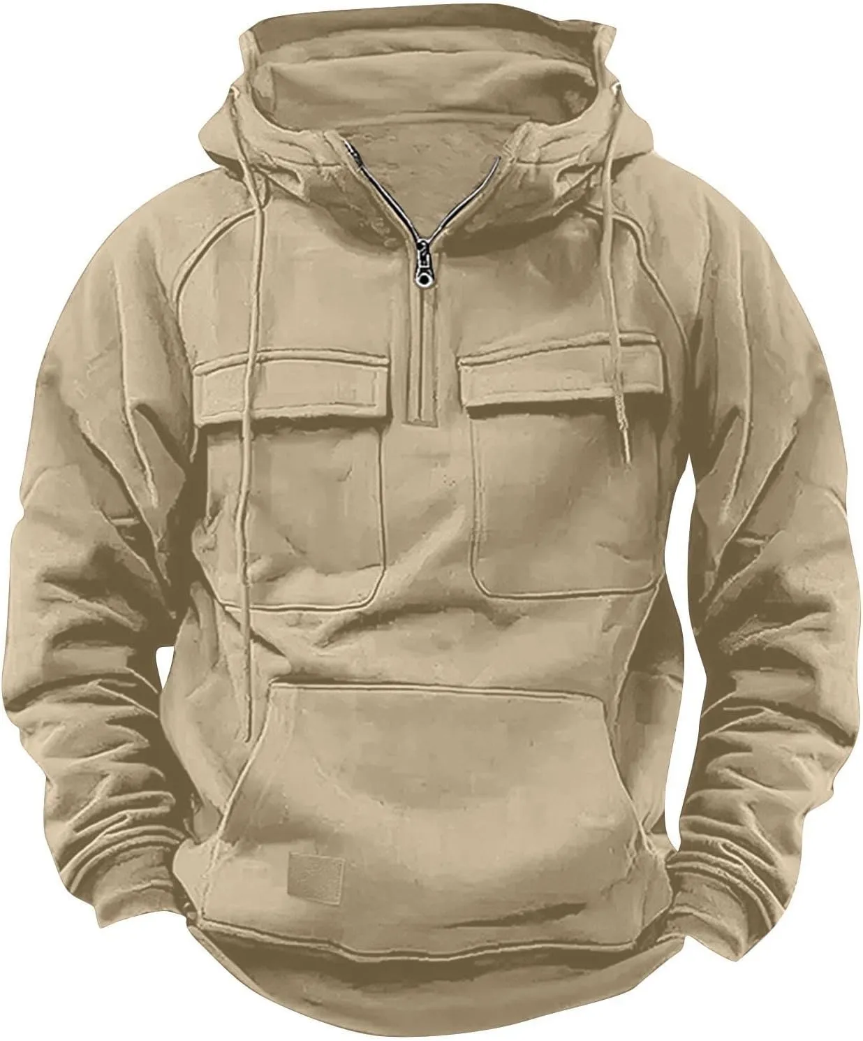Hoodies for Men Long Sleeve 1/4 Zip Fashion Pullover Athletic Tactical Workout Jacket Fit Sweatshirts with Pockets