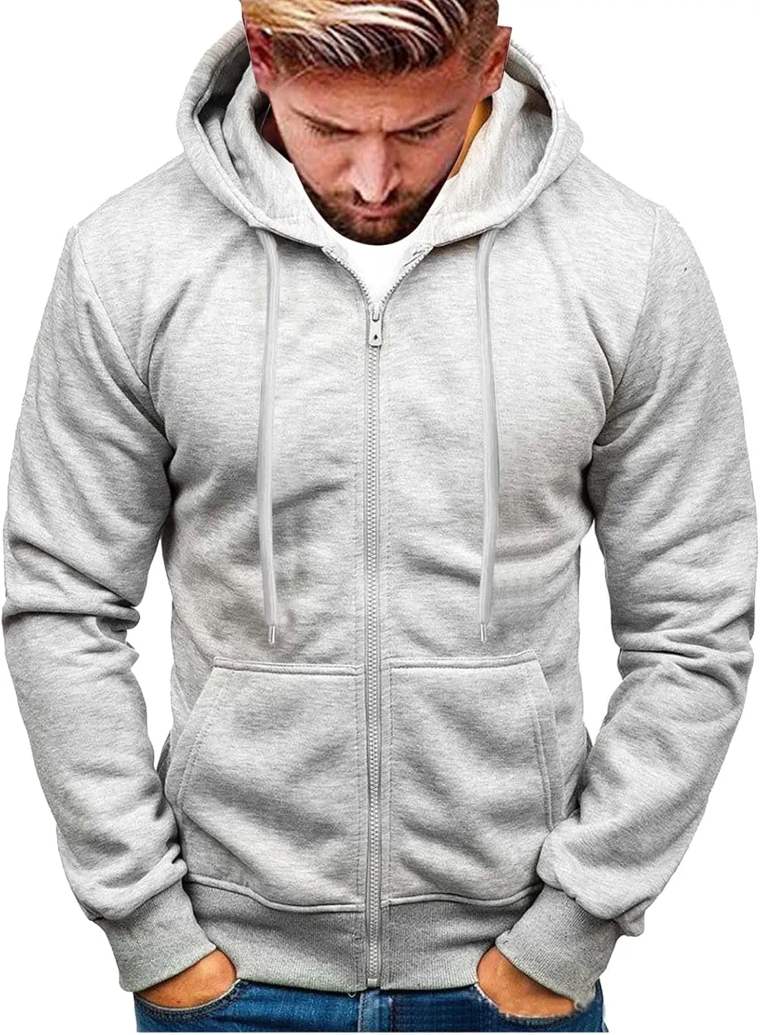 Hoodies for Men Zip up Lightweight Hoodie Big and Tall Sweatshirt Casual Fashion Jackets Fall Tops with Zip Pockets