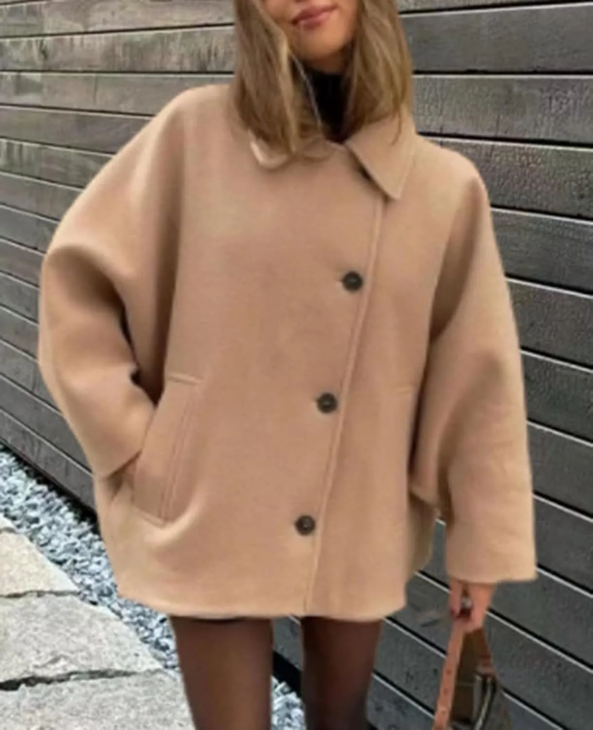 HOTIAN Women Wool Blend Coats 2025 Long Sleeve Coat Jacket PeacoatOutwear Overcoat