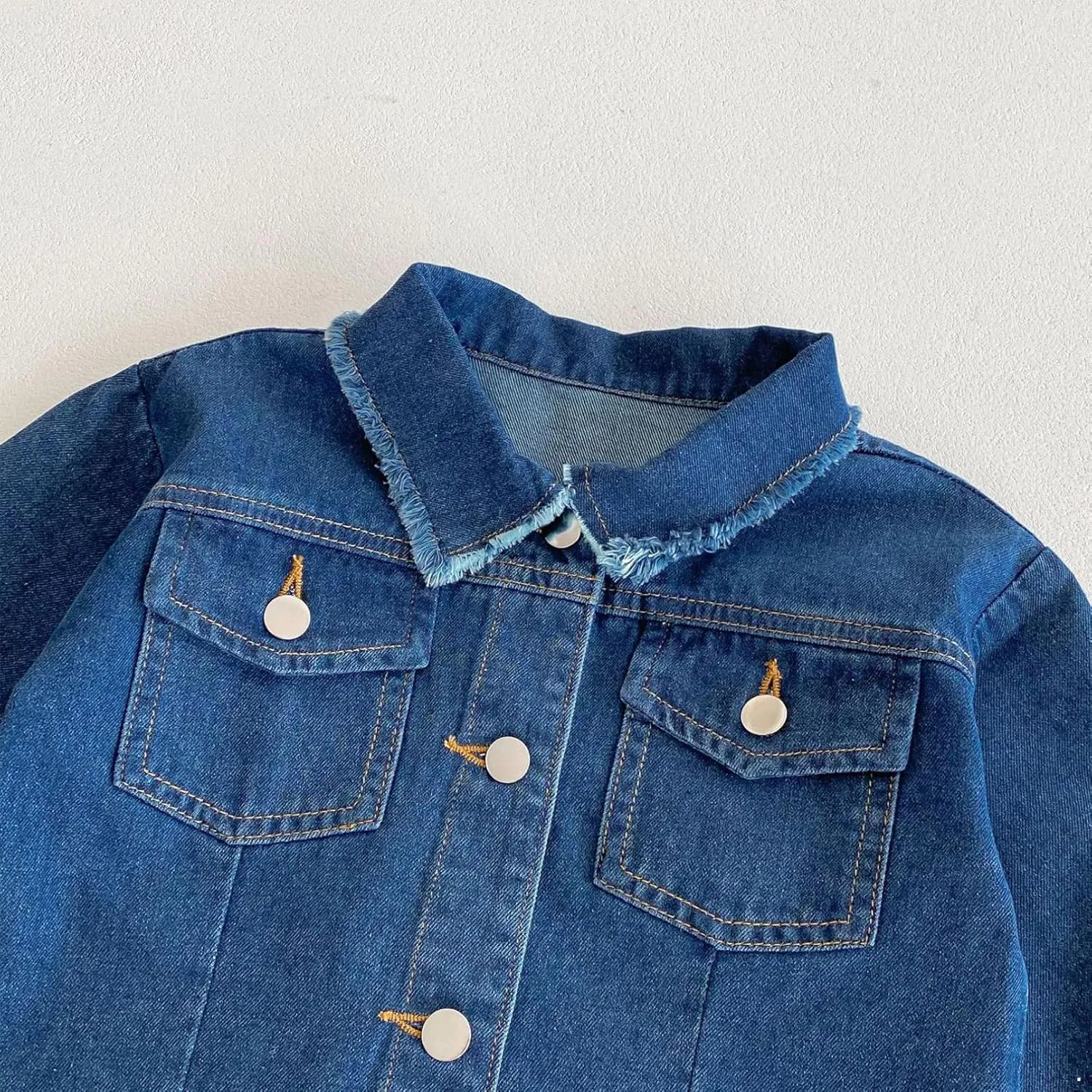 iiniim Toddler Girl's Denim Outfit Button Front Long Sleeve Denim Jackets and Mini Skirts 2pcs Set