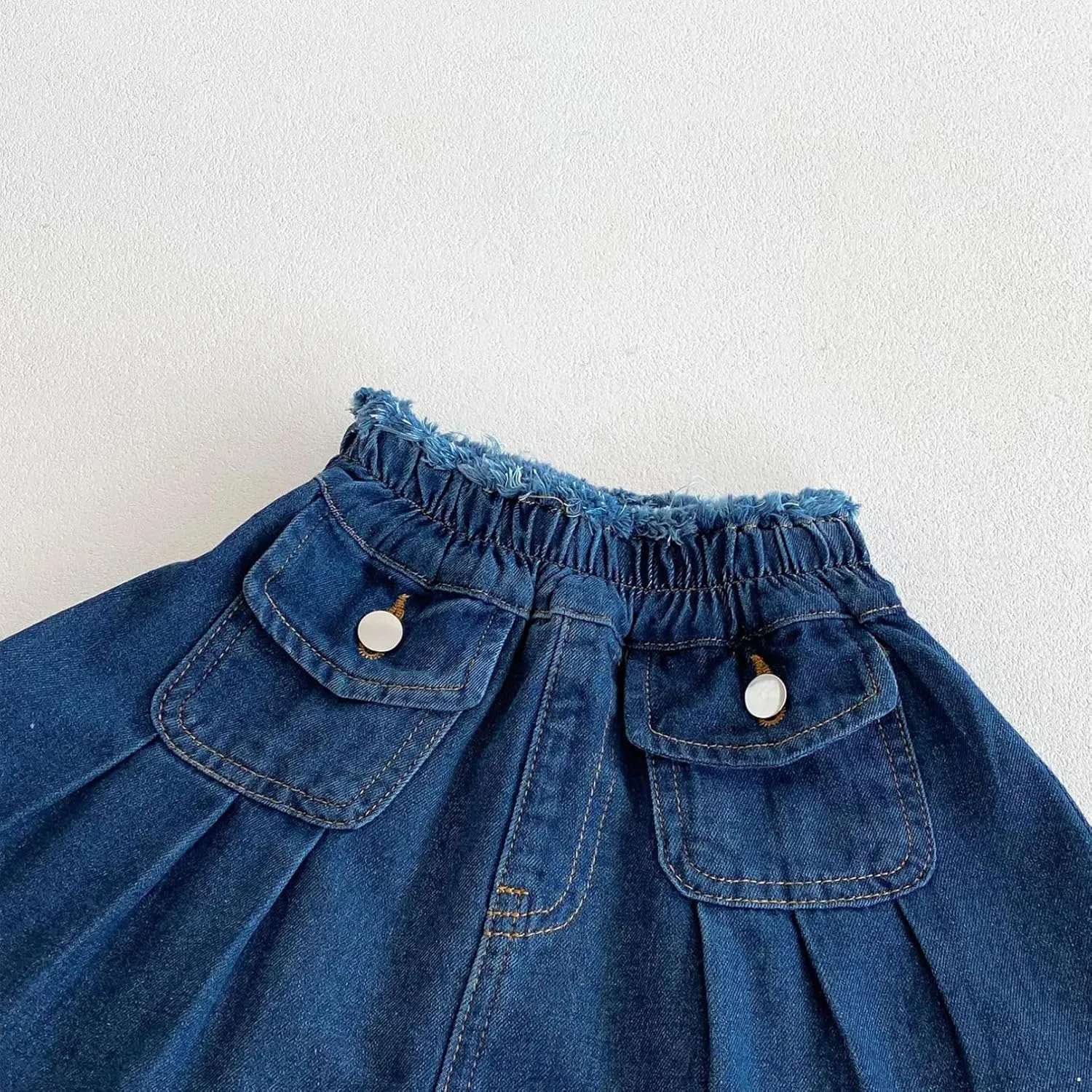 iiniim Toddler Girl's Denim Outfit Button Front Long Sleeve Denim Jackets and Mini Skirts 2pcs Set