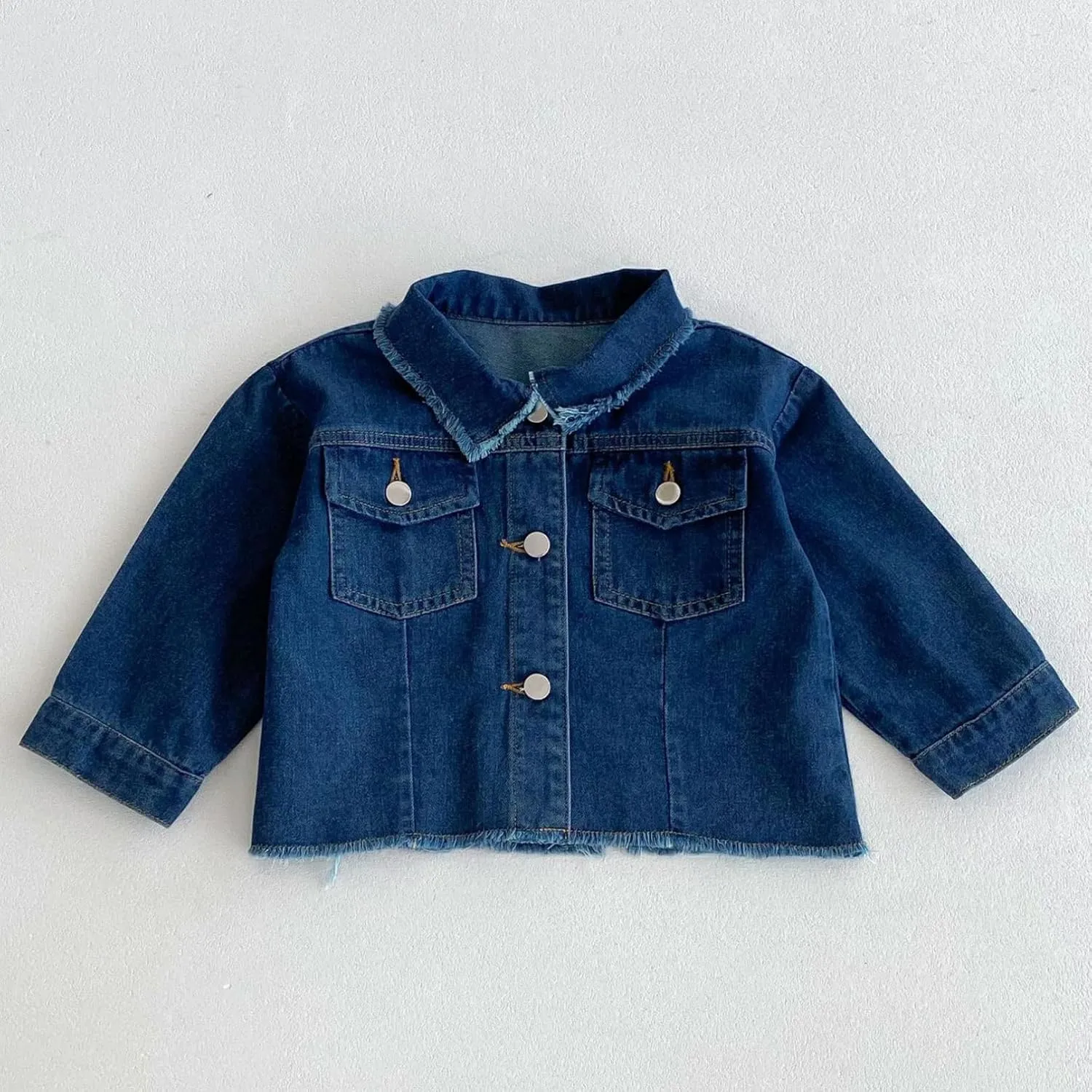 iiniim Toddler Girl's Denim Outfit Button Front Long Sleeve Denim Jackets and Mini Skirts 2pcs Set
