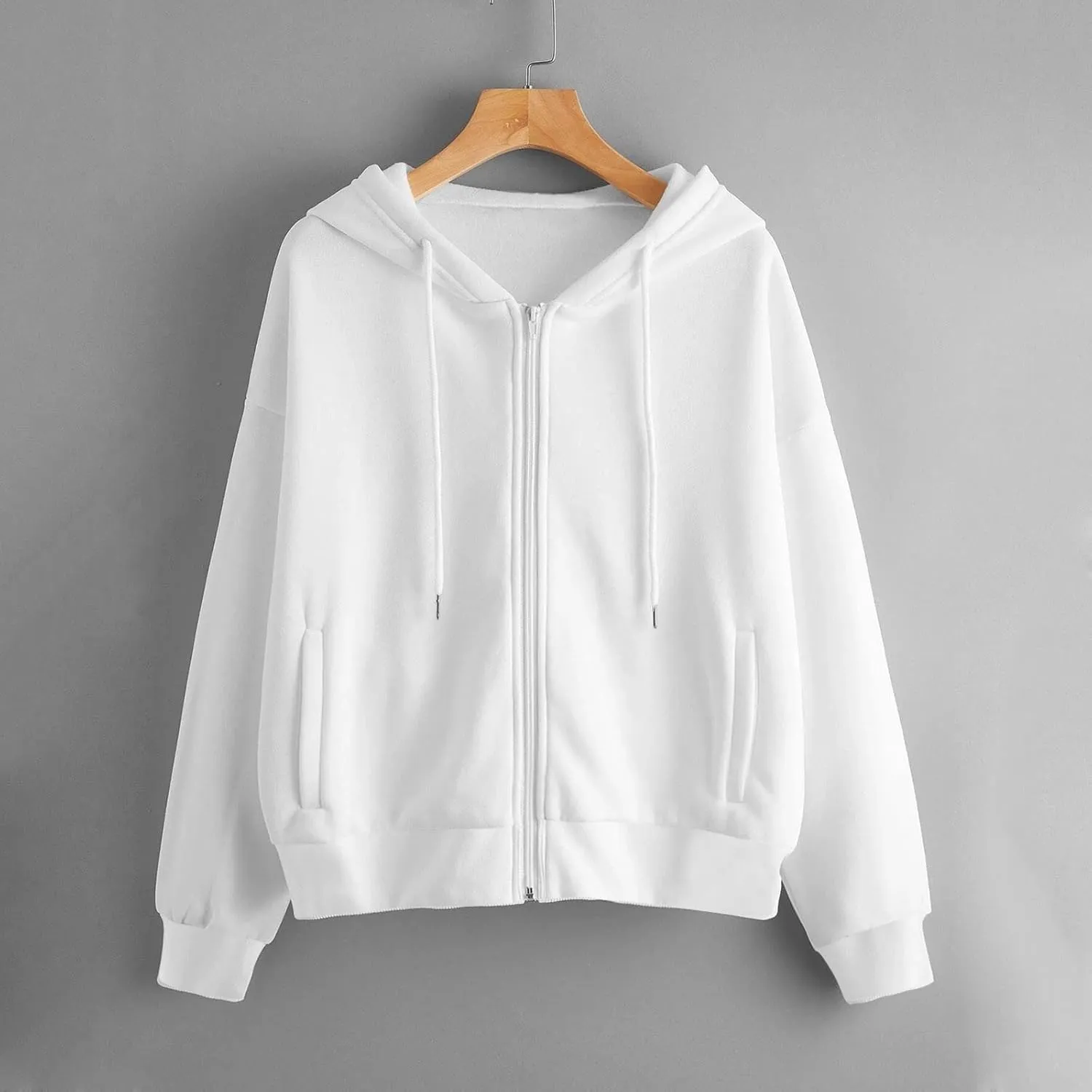 iLH Womens Cropped Hooded Jacket Full Zip Lightweight Breathable Athletic Sweatshirts For Women Outdoor Cute Hoodies