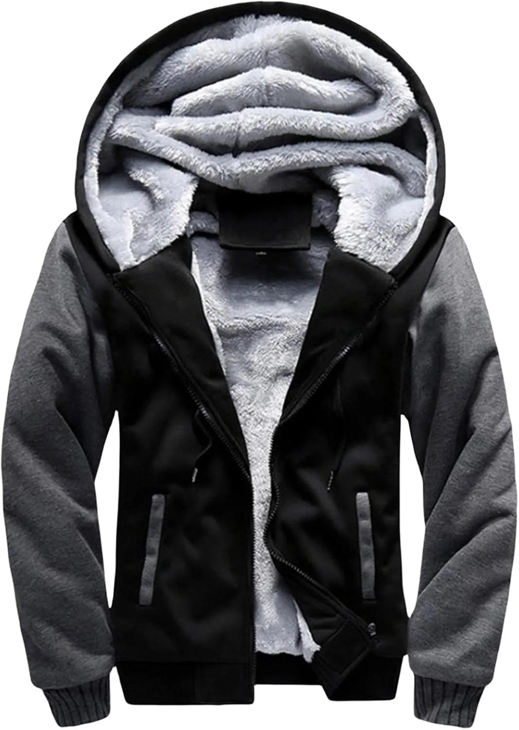 Jackets for Men Fleece Sherpa Lined Warm Jacket Heavyweight Winter Sweatshirt Zip Up Hoodie Comfy Wool Warm Thick Coats