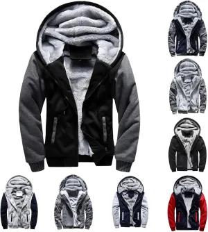 Jackets for Men Fleece Sherpa Lined Warm Jacket Heavyweight Winter Sweatshirt Zip Up Hoodie Comfy Wool Warm Thick Coats