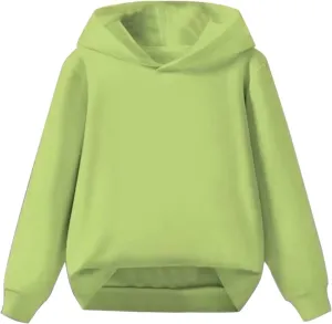 Kids Boy Girl Hoodie Sweatshirt Basic Long Sleeve Solid Color Pullover Tops with Pocket Athletic Casual Clothes