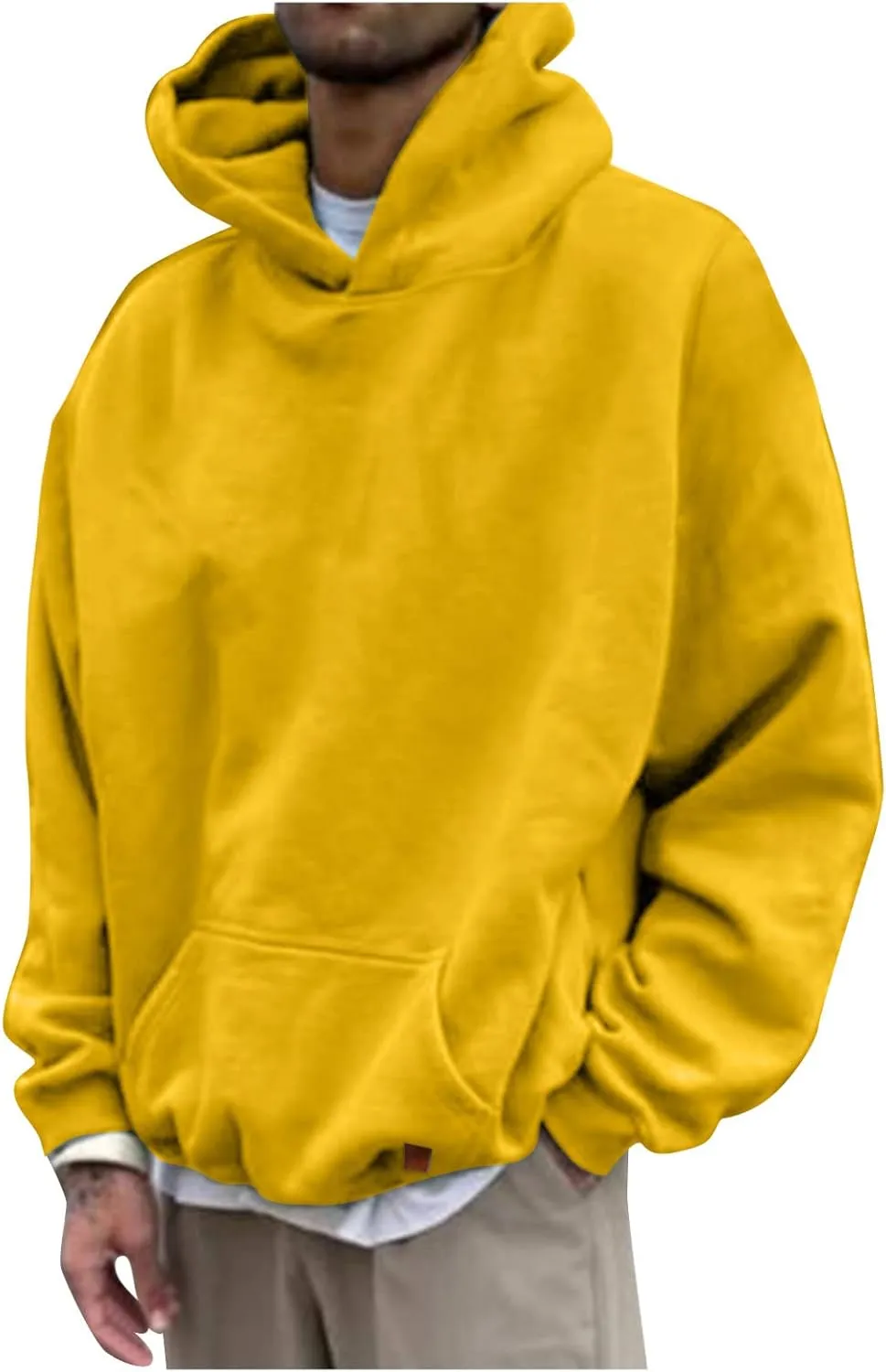 LCMTWX Men's Hooded Fleece Sweatshirt Loose Solid Hooded Sweater Top Midweight Fleece Sweatshirt Pullover & Full Zip