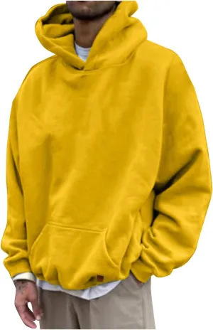 LCMTWX Men's Hooded Fleece Sweatshirt Loose Solid Hooded Sweater Top Midweight Fleece Sweatshirt Pullover & Full Zip