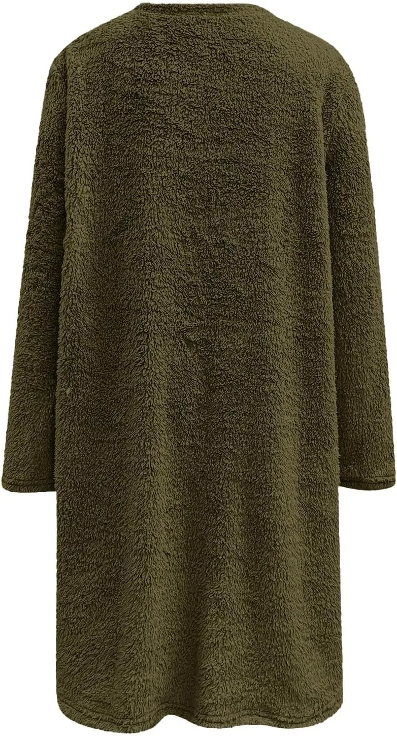 LCMTWX Womens 2023 Winter Fuzzy Fleece Jacket Fleece Thickening Plus Size Coat Jacket Solid Oversized Fuzzy Fleece Fluffy