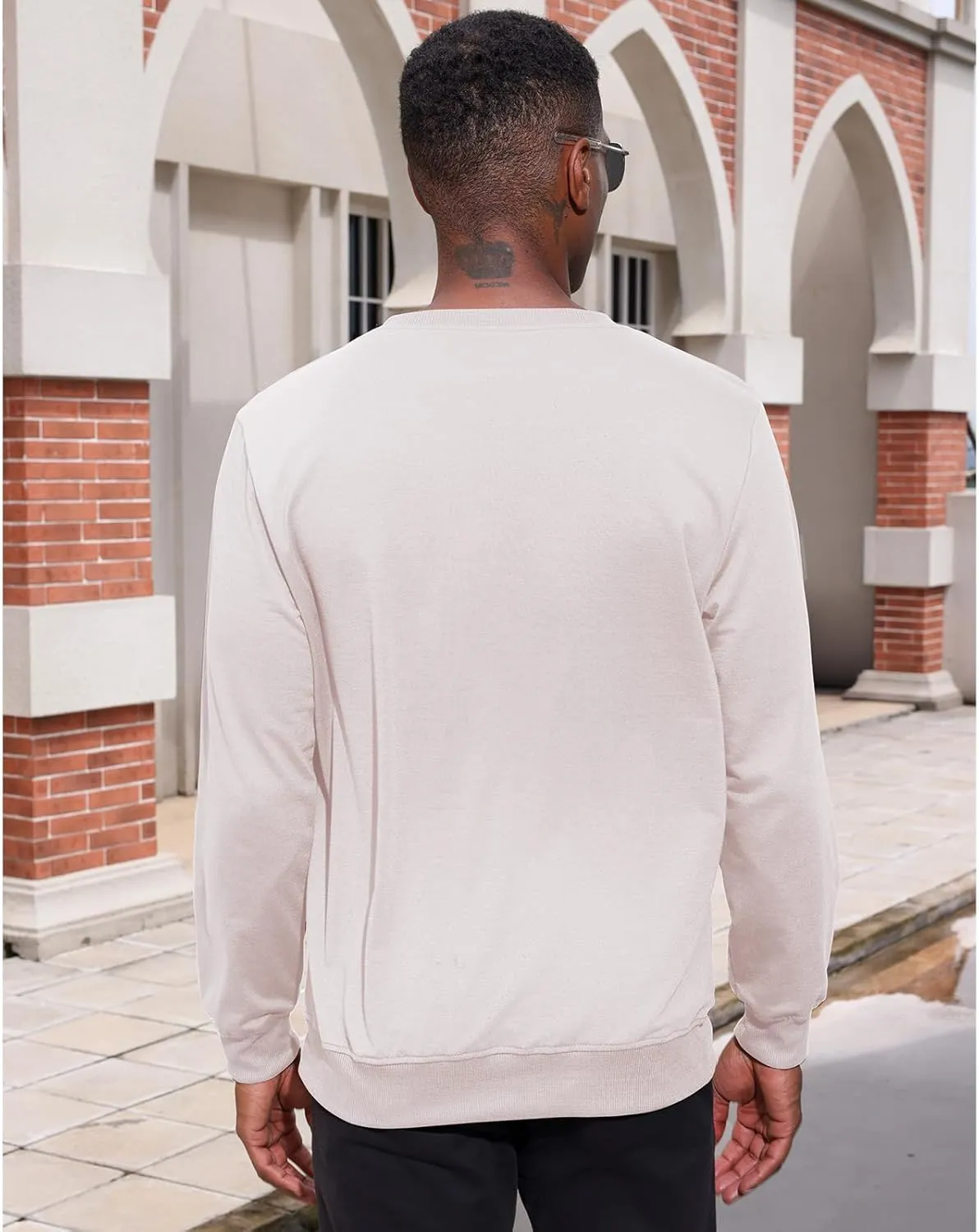Lexiart Men's Crewneck Sweatshirts Long Sleeve Casual Pullover Basic Solid Lightweight Warm Shirt