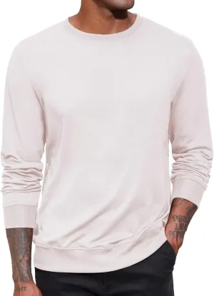 Lexiart Men's Crewneck Sweatshirts Long Sleeve Casual Pullover Basic Solid Lightweight Warm Shirt