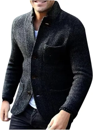 Lightweight Cardigans for Men Button Down Knit Sweater Loose Fit Lapel Shirt Sweaters Coat Long Sleeve Shirts Trendy