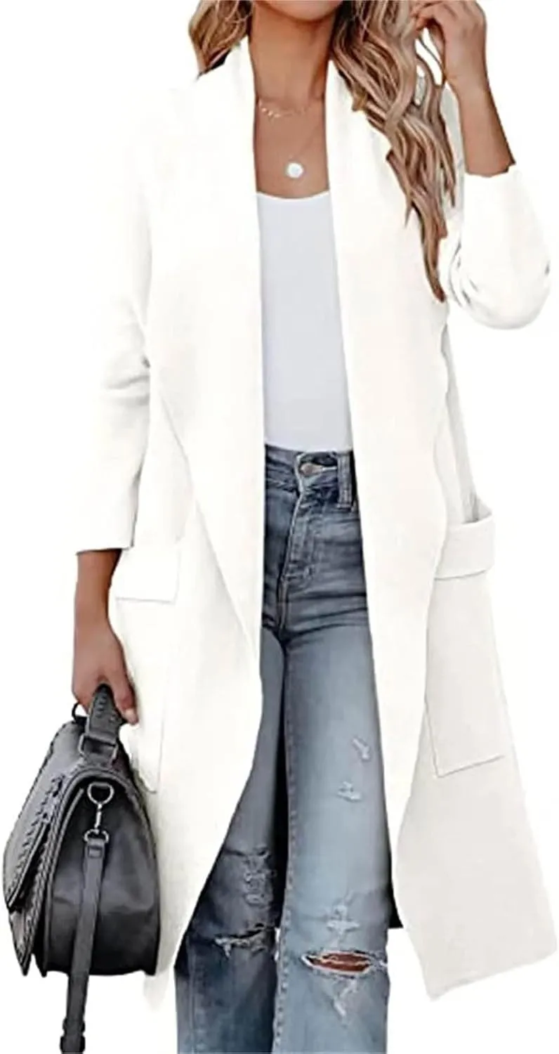 Long Cardigan Sweater for Women Trendy 2024 Oversized Knit Open Front Coatigans Casual Loose Lapel Trench Coat