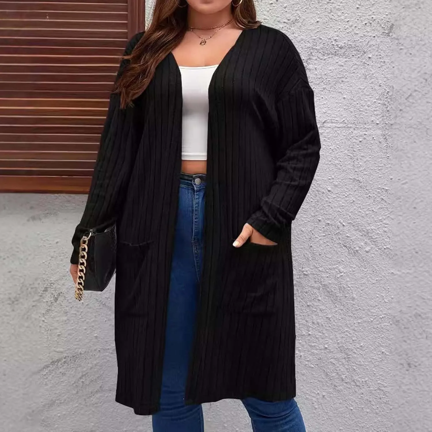 Long Cardigans for Women 2024 Fall Trendy Open Front Long Sleeve Knitted Sweater Coat Lightweight Trendy Outfits