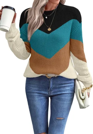 Long Sleeve Sweater,Cable Knit Sweater Women,Crew Neck Sweatshirts Women,Ribbed Knit Sweater,Cute Winter Clothes Women