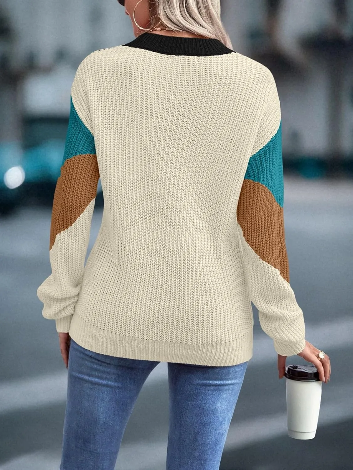 Long Sleeve Sweater,Cable Knit Sweater Women,Crew Neck Sweatshirts Women,Ribbed Knit Sweater,Cute Winter Clothes Women