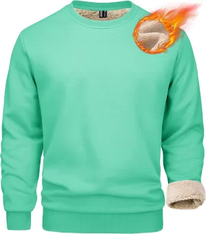 MAGCOMSEN Men's Sherpa Lined Sweatshirts Fleece Pullover Basic Tops Warm Crewneck Winter Sweatshirt