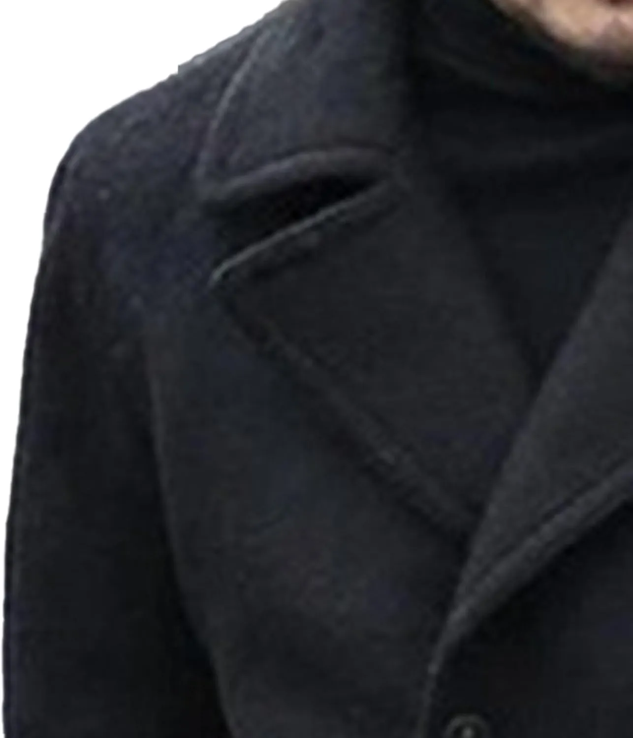 Maiyifu-GJ Long Wool Blend Overcoat for Men Notched Collar Double Breasted Coat Classic Warm Winter Slim Fit Trench Coats