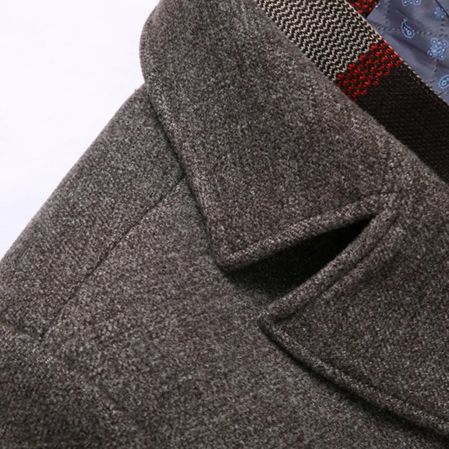 Maiyifu-GJ Men's Long Wool Blend Trench Coat Scarfs Collar Single Breasted Slim Fit Overcoat Winter Warm Mid-Length Coats