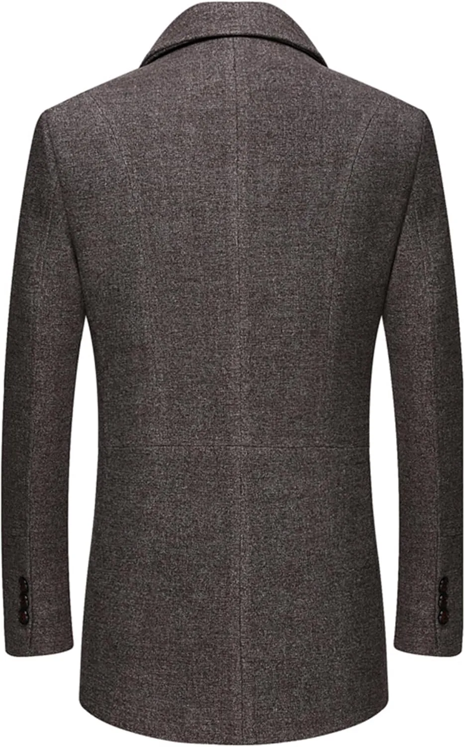 Maiyifu-GJ Men's Long Wool Blend Trench Coat Scarfs Collar Single Breasted Slim Fit Overcoat Winter Warm Mid-Length Coats
