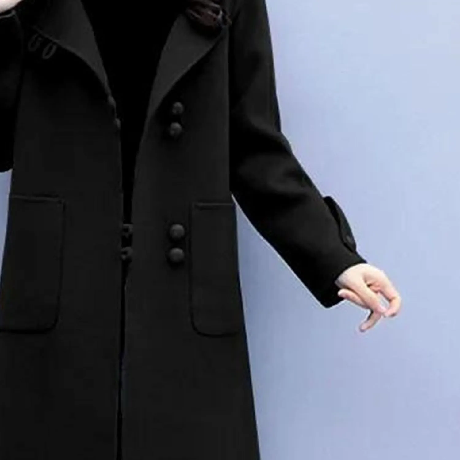 Maiyifu-GJ Women's Fashion Long CoatNotched Lapel Wool Blend Hooded Overcoat Casual Open Front Cardigan Jackets With Pockets
