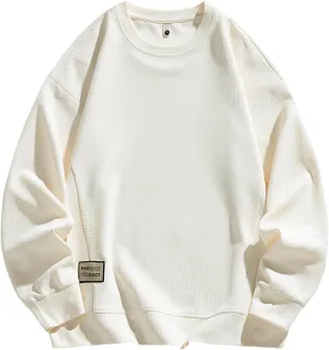 Men Casual Soft Basic Crewneck Sweatshirt 2024 New Long Sleeve Pullover Tops Comfy Loose Fit Sports Shirts for Guys