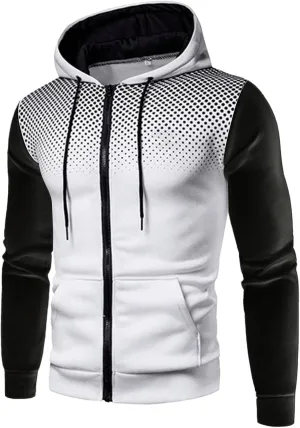 Men Hoodies Casual Hoodies for Men with Zip Pockets Full Zip Long Sleeve Sweatshirt Athletic Workout Hooded Jackets