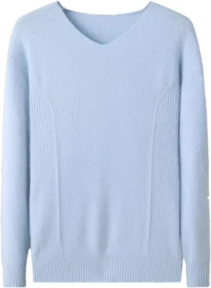 Men V Neck Sweater Long Sleeve Loose Casual Slim Fit Soft Knit Solid Color Pullover Sweater Mens Wool Sweaters