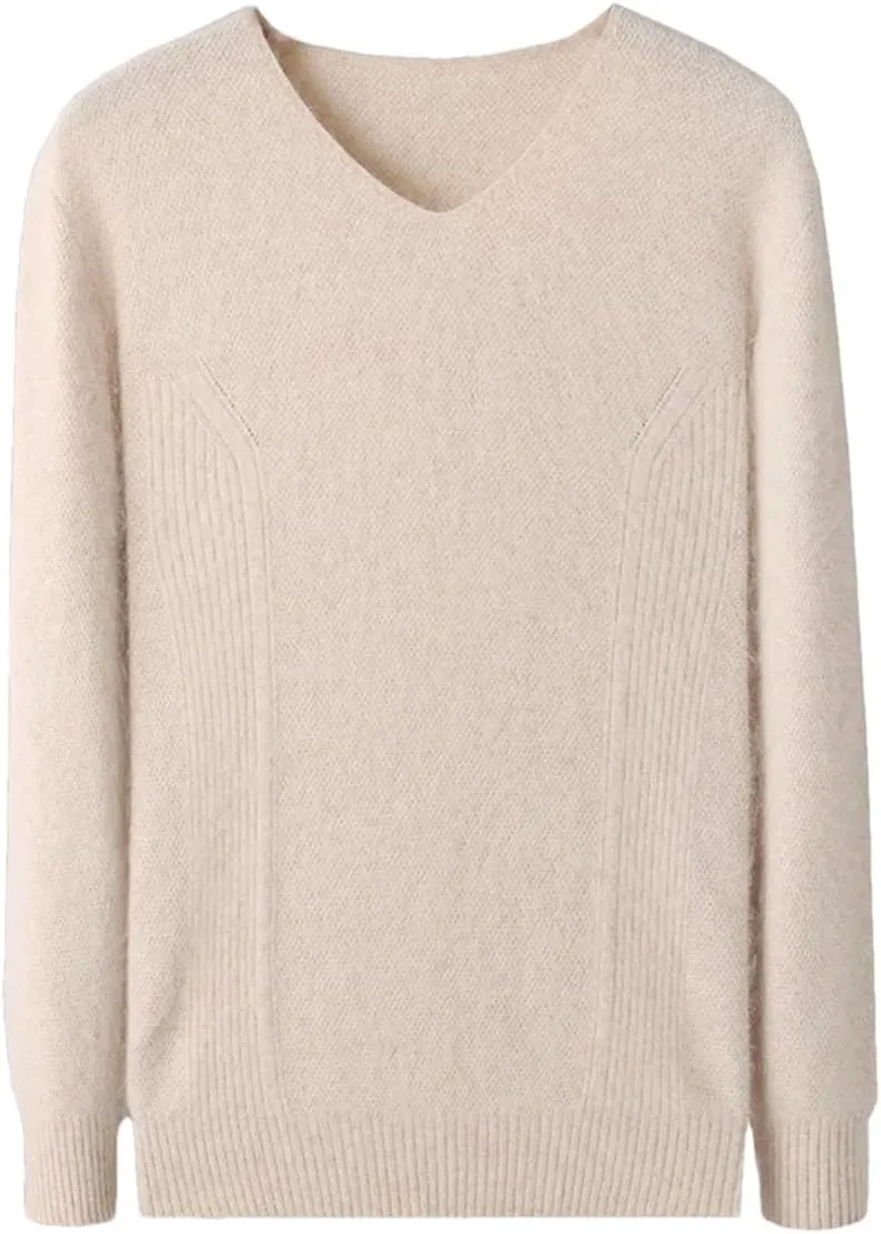Men V Neck Sweater Long Sleeve Loose Casual Slim Fit Soft Knit Solid Color Pullover Sweater Mens Wool Sweaters