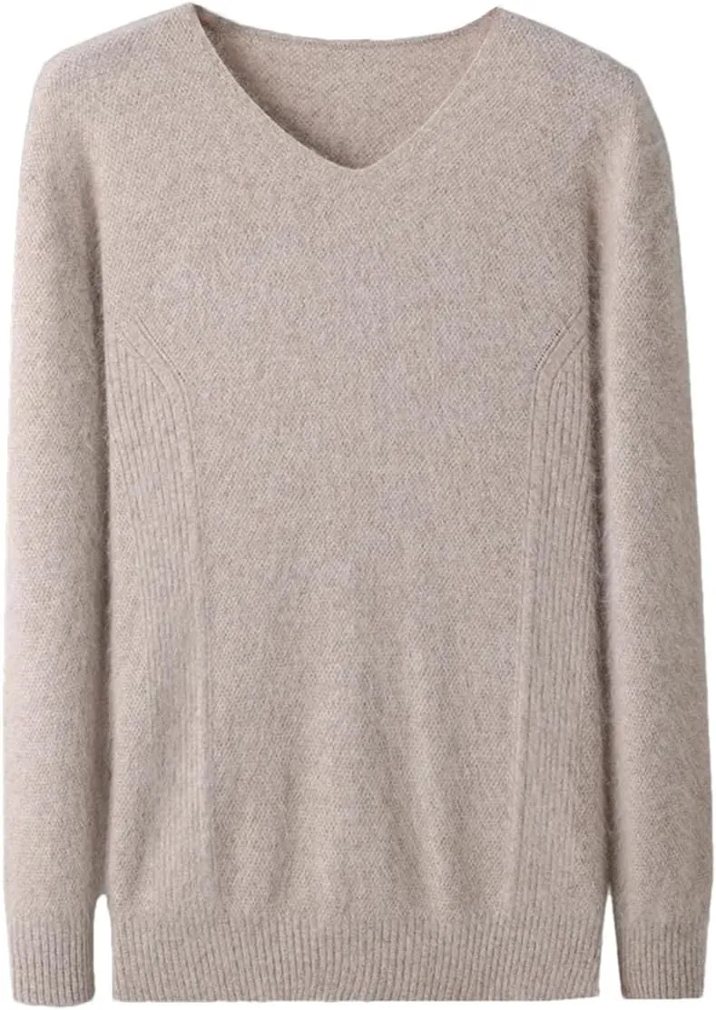 Men V Neck Sweater Long Sleeve Loose Casual Slim Fit Soft Knit Solid Color Pullover Sweater Mens Wool Sweaters