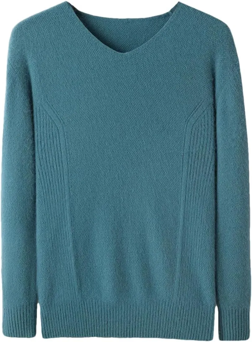 Men V Neck Sweater Long Sleeve Loose Casual Slim Fit Soft Knit Solid Color Pullover Sweater Mens Wool Sweaters