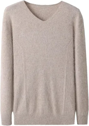 Men V Neck Sweater Long Sleeve Loose Casual Slim Fit Soft Knit Solid Color Pullover Sweater Mens Wool Sweaters