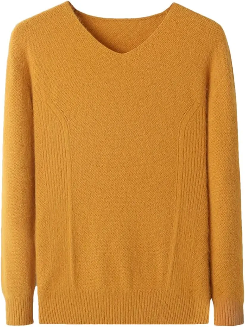 Men V Neck Sweater Long Sleeve Loose Casual Slim Fit Soft Knit Solid Color Pullover Sweater Mens Wool Sweaters