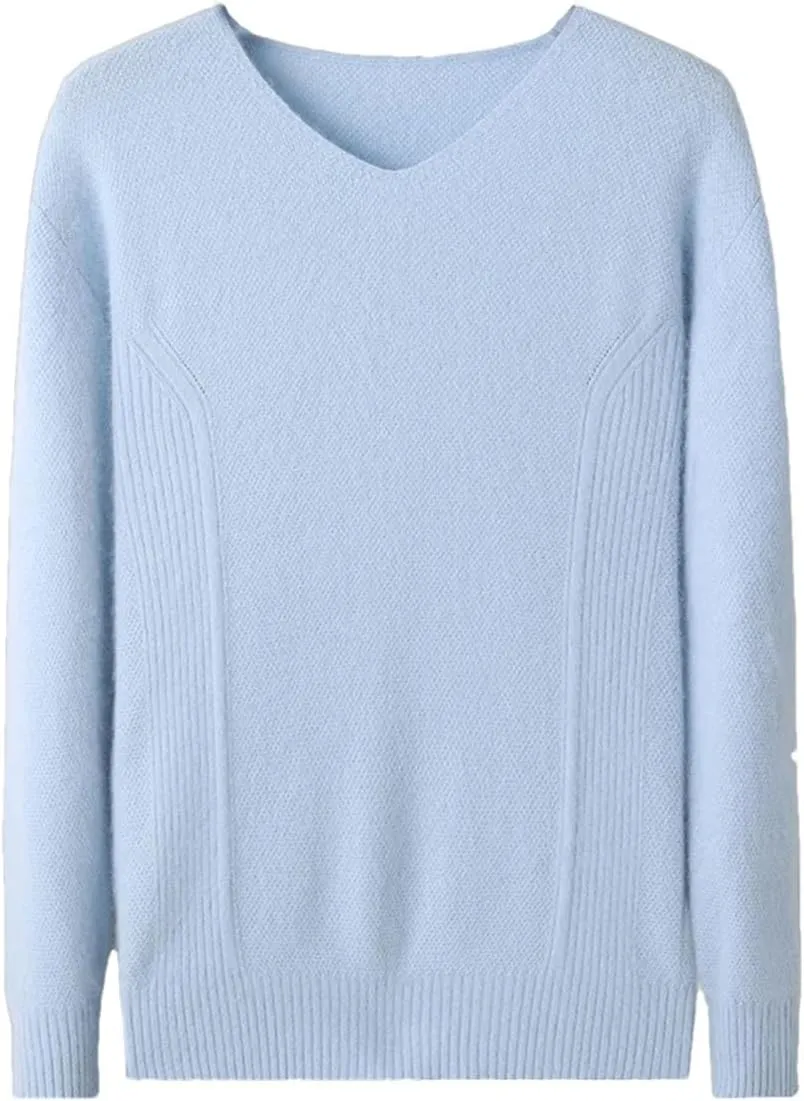 Men V Neck Sweater Long Sleeve Loose Casual Slim Fit Soft Knit Solid Color Pullover Sweater Mens Wool Sweaters