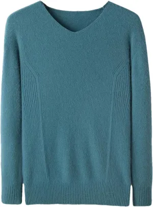 Men V Neck Sweater Long Sleeve Loose Casual Slim Fit Soft Knit Solid Color Pullover Sweater Mens Wool Sweaters