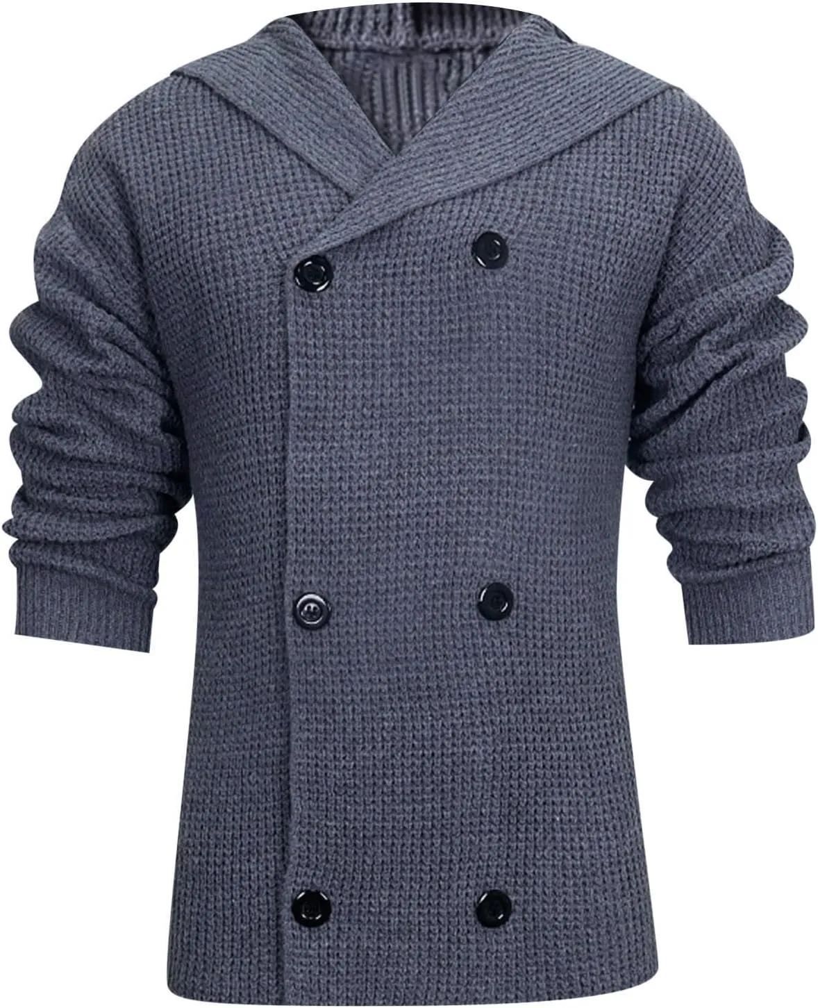Men's 2024 Casual Long Sleeve Cardigan Sweater Hoodies Shawl Collar Button Down Ribbed Knit Thicken Warm Outerwear