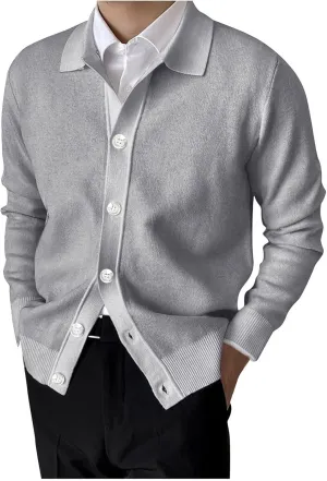 Mens Cable Knit Cardigan Sweater Shawl Collar Loose Fit Long Sleeve Casual Button Down Solid Color Cardigans Pockets