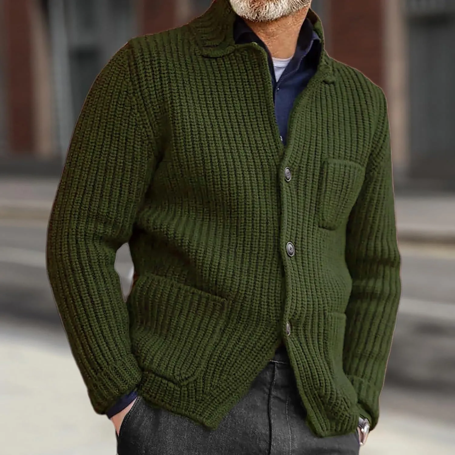 Mens Cardigan Sweater Cable Knit Button Down Shawl Collar Casual Long Sleeve Fall Winter Sweaters Chunky Jumpers