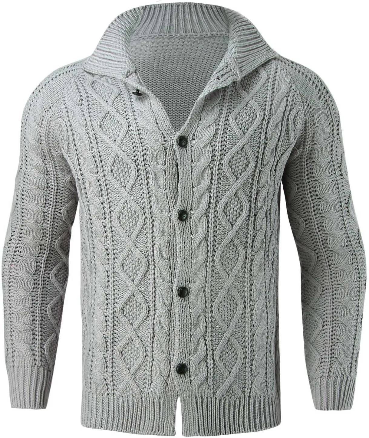 Men's Cardigan Sweater Stand Collar Button Down Pullover Long Sleeve Twist Textured Knitwear Solid Color Fall Sweater
