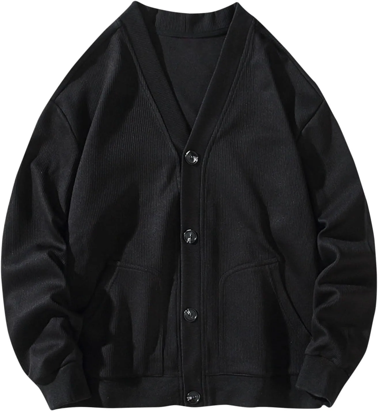 Mens Cardigan Sweater V Neck Button Down Sweater Lightweight Open Front Sweater Plus Size Knit Sweaters with Pockets