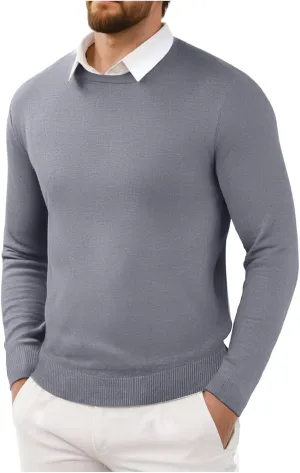 Men's Cashmere Sweater O-Neck Pullovers Knit Sweater Tops Long Sleeve Jumpers Casual Vintage Solid Cardigan Pullover