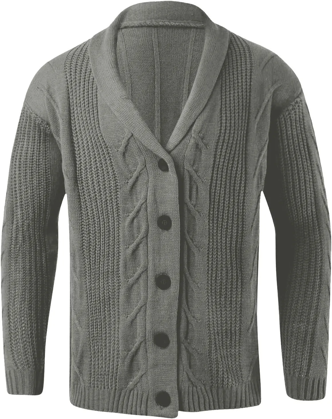 Men's Cashmere Sweaters, Mens Cable Knit Cardigan Sweater Shawl Collar Loose Fit Long Sleeve Casual Cardigans
