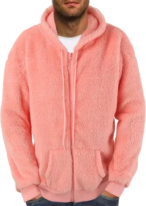 Men's Cashmere Sweaters, Men's Full Zip Fleece Flannel Jackets Shirt Cotton Hoodies Soft Warm Coat for Men with Hood